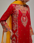 Red Gota & Marrori Work Kurta Set
