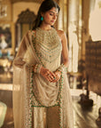 Champagne Emerald Crystal Sharara Set