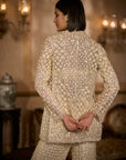 Cream Open Jacket Sharara - Pant Set