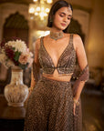 Brown Sequin Sharara Set