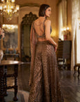 Brown Sequin Sharara Set