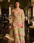 Leaf Green Three-Dimensional Sharara Set