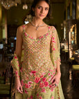 Leaf Green Three-Dimensional Sharara Set