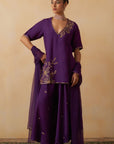 Purple Short Kurti With Palazzo Set