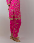 Fuchsia Pink Gota & Marrori Work Kurta Set