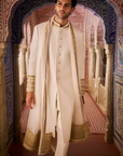 Ivory Gold Matka Silk Sherwani Set