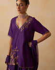 Purple Short Kurti With Palazzo Set