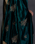 Green Silk Velvet Embroidered Dushala