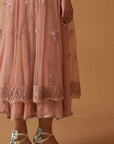 Old Rose Net Embroidered Jacket And Old Rose Chiifon Anarkali