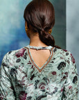 Mint Silk Velvet Embroidered Kurta