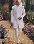 Ivory Geometric Sherwani Set