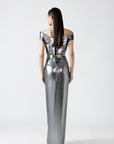 Moulded Metallic Top With Skirt - Silver