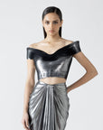 Moulded Metallic Top With Skirt - Silver