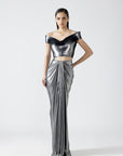 Moulded Metallic Top With Skirt - Silver
