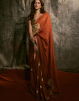 Rust Windrose Crushed Saree