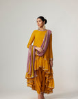 Mustard Dhoti Kurta With Dupatta Set