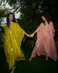 Bird Design Kaftan Set - Peach