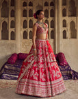 Red Roshini Lehenga Set