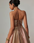 Deep Beige Multicolor Corset With Skirt