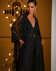 Black Sequin Sharara Set - Ready to Ship