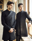 Black Thread Work Open Jacket Set - Ready to Ship