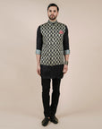 Creme Ivory Printed Nehru Jacket