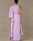 Lilac Trikone Saree Gown - Ready To Ship