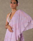 Lilac Trikone Saree Gown - Ready To Ship