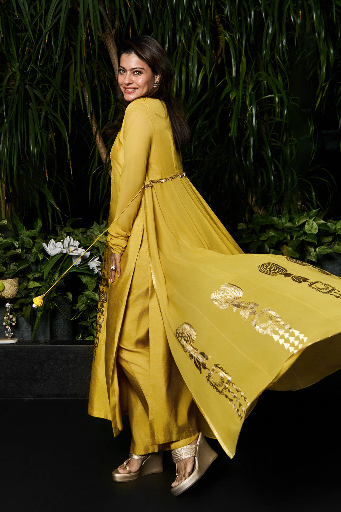 Spiced Ochre Pop Pendant Anarkali Set