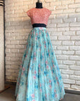 Pink & Blue Croptop Skirt