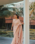 Peach & Gold Organza Saree