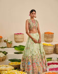 Green Flora Lehenga