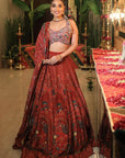 Red Navratna Lehenga