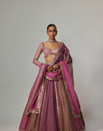 Mud Mauve Multicolor Lehenga With Elbow Sleeve Blouse