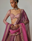 Mud Mauve Multicolor Lehenga With Elbow Sleeve Blouse