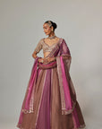 Mud Mauve Multicolor Lehenga With Elbow Sleeve Blouse