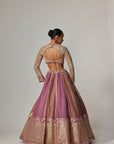 Mud Mauve Multicolor Chita Sequin Scattered Lehenga Set With V Neck Full Sleeves