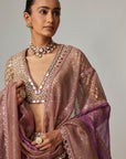 Mud Mauve Multicolor Chita Sequin Scattered Lehenga Set With V Neck Full Sleeves
