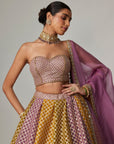Mustard Multicolor Corset Skirt With Dupatta Set