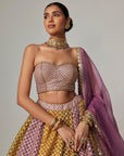 Mustard Multicolor Corset Skirt With Dupatta Set