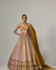 Mustard Multicolor Heavy Metallic Lehenga With Green Dupatta