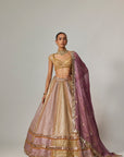Mustard Multicolor Heavy Metallic Lehenga With Mud Mauve Dupatta
