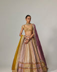 Mustard Multicolor Heavy Metallic Lehenga With Double Dupatta