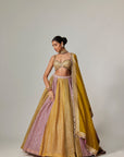Mustard Multicolor Big Check Lehenga Set