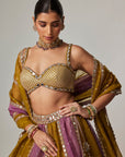 Green Multicolor Sequin Scatter Lehenga Set