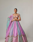 Mauve Multicolor Sequins Scatter Lehenga With Cap Sleeve Blouse