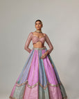 Mauve Multicolor Sequin Scattered Lehenga With Sweetheart Full Sleeve Blouse