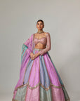 Mauve Multicolor Sequin Scattered Lehenga With Sweetheart Full Sleeve Blouse