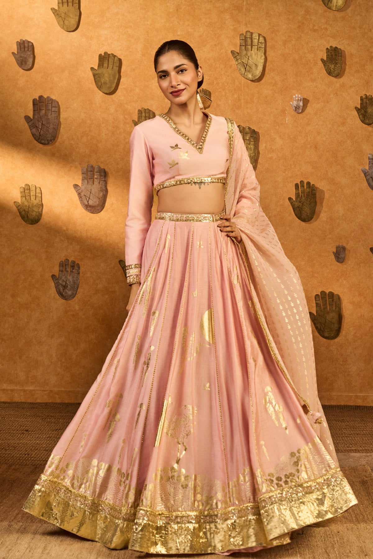 Baby Pink Mandarin Sky Lehenga Set