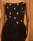 Black Heartbeat Draped Corset Set